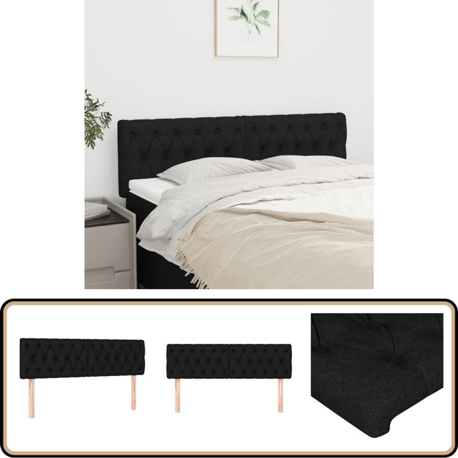VidaXL Hoofdborden 2 st 72x7x78 88 cm Zwart Hoofd Bord Hoofdborden Beddecoratie Zwarte Hoofdborden Stoffen Hoofdborden Comfortabel Hoofdbord Adjustable Hoofdbord