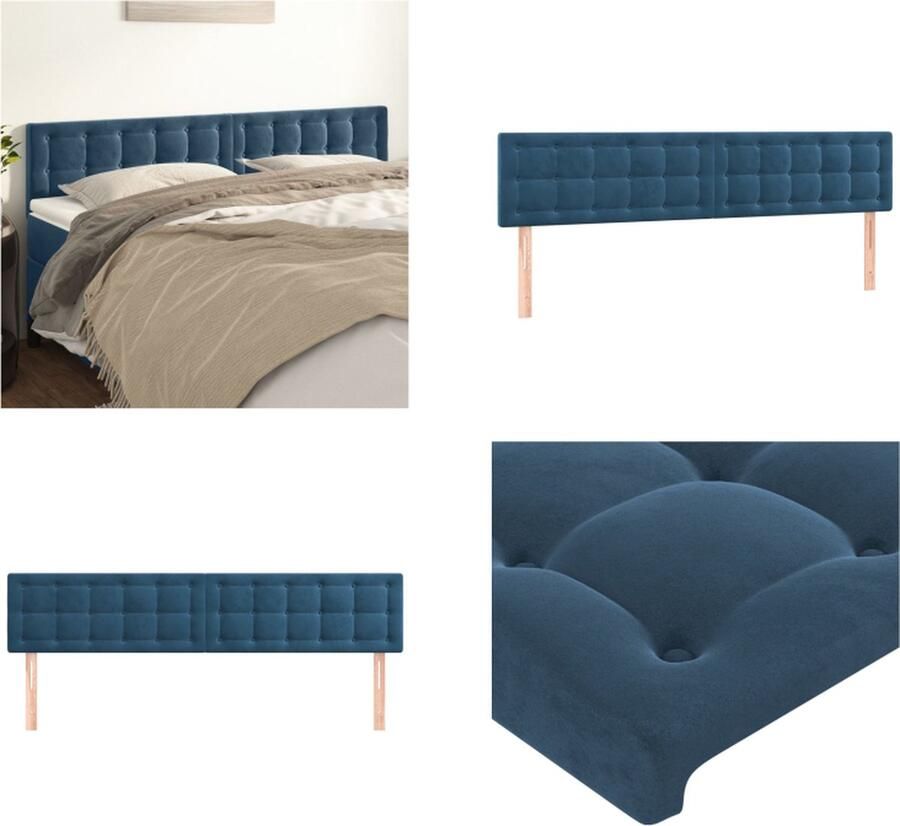 VidaXL Hoofdborden 2 st 80x5x78 88 cm fluweel donkerblauw Hoofdbord Hoofdborden Hoofdeinde Houten Hoofdbord
