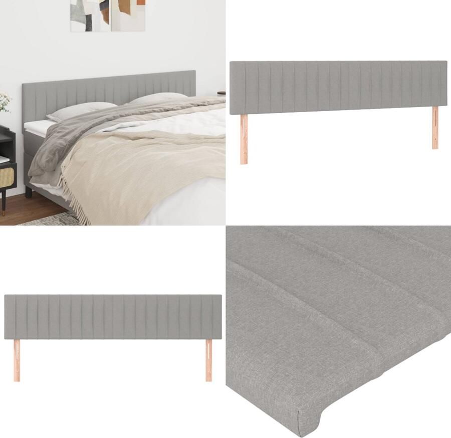 The Living Store Hoofdeind Lichtgrijs Stof 160 x 5 x 78 88 cm Verstelbare hoogte Hoofd Bord Hoofdkussen Slaapcomfort Stoffen Hoofdbord Grijs Hoofdbord - Foto 3