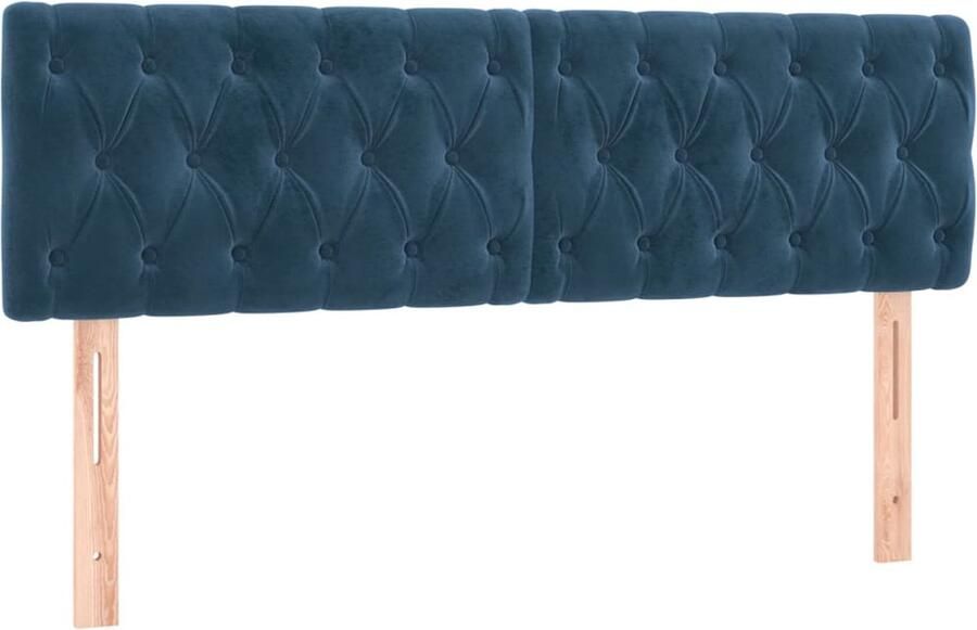 VidaXL Hoofdborden 2 st 72x7x78 88 cm fluweel donkerblauw - Foto 5