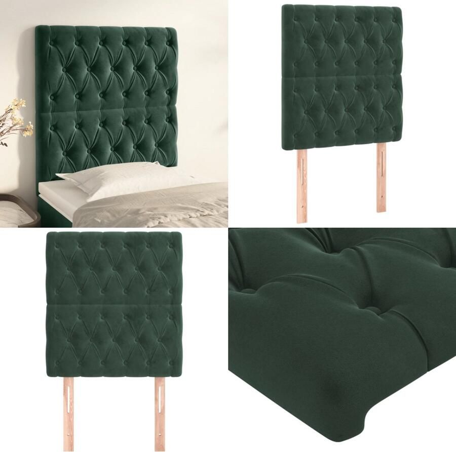 VidaXL Hoofdborden 2 st 80x7x78 88 cm fluweel donkergroen Hoofdbord Hoofdborden Hoofdeinde Houten Hoofdbord