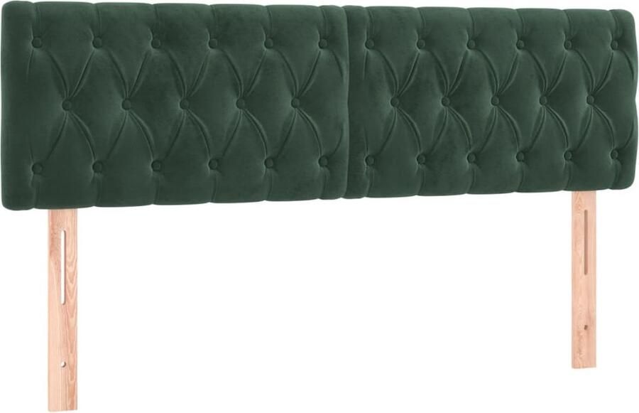VidaXL Hoofdborden 2 st 72x7x78 88 cm fluweel donkergroen - Foto 2