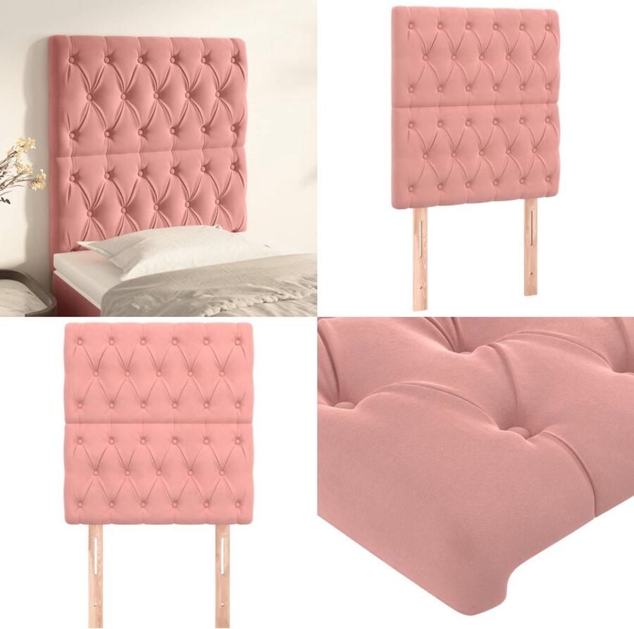VidaXL Hoofdborden 2 st 80x7x78 88 cm fluweel roze Hoofdbord Hoofdborden Hoofdeinde Houten Hoofdbord