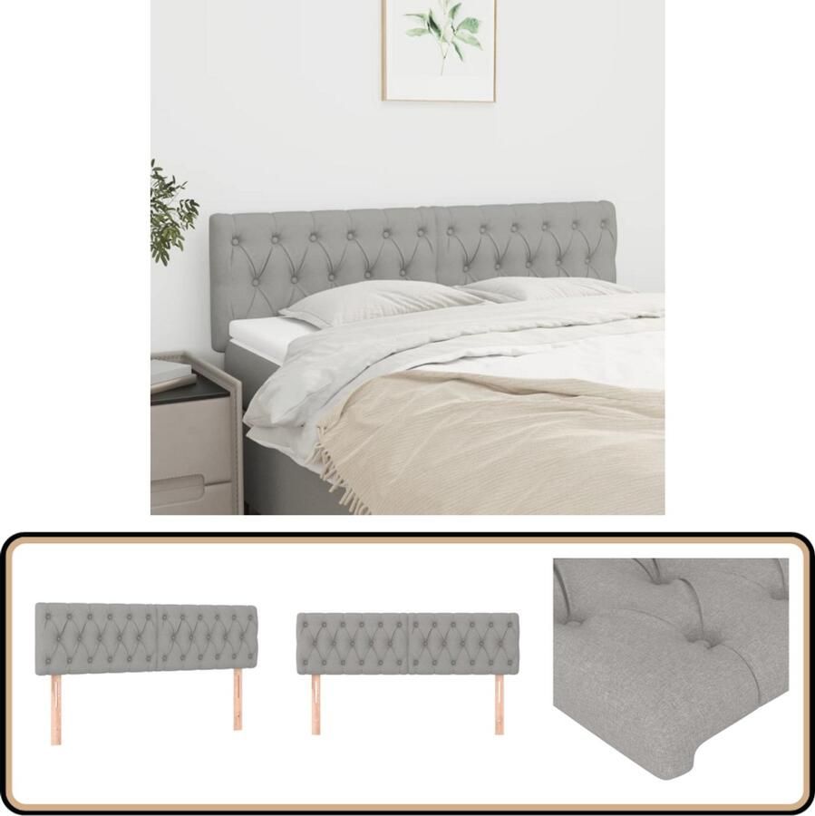 VidaXL Hoofdborden 2 st 80x7x78 88 cm Lichtgrijs Hoofd Bord Hoofdeinde Bedbanket Slaap Accessoires Bedroom Decor Grijs Hoofdboard Stoffen Headboard