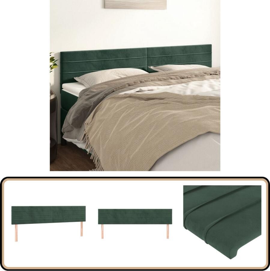 VidaXL Hoofdborden 2 st 90x5x78 88 cm Donkergroen Klassieke Hoofdbord Velvet Hoofdbord Bedhoofd Donkere Groene Hoofdbord Adjustable Hoofdbord Comfort Hoofdbord