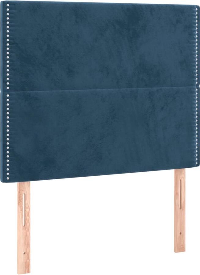 VidaXL Hoofdborden 2 st 90x5x78 88 cm fluweel donkerblauw - Foto 2
