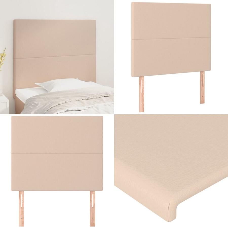 VidaXL Hoofdborden 2 st 90x5x78 88 cm kunstleer cappuccinokleurig Hoofdbord Hoofdborden Hoofdeinde Houten Hoofdbord