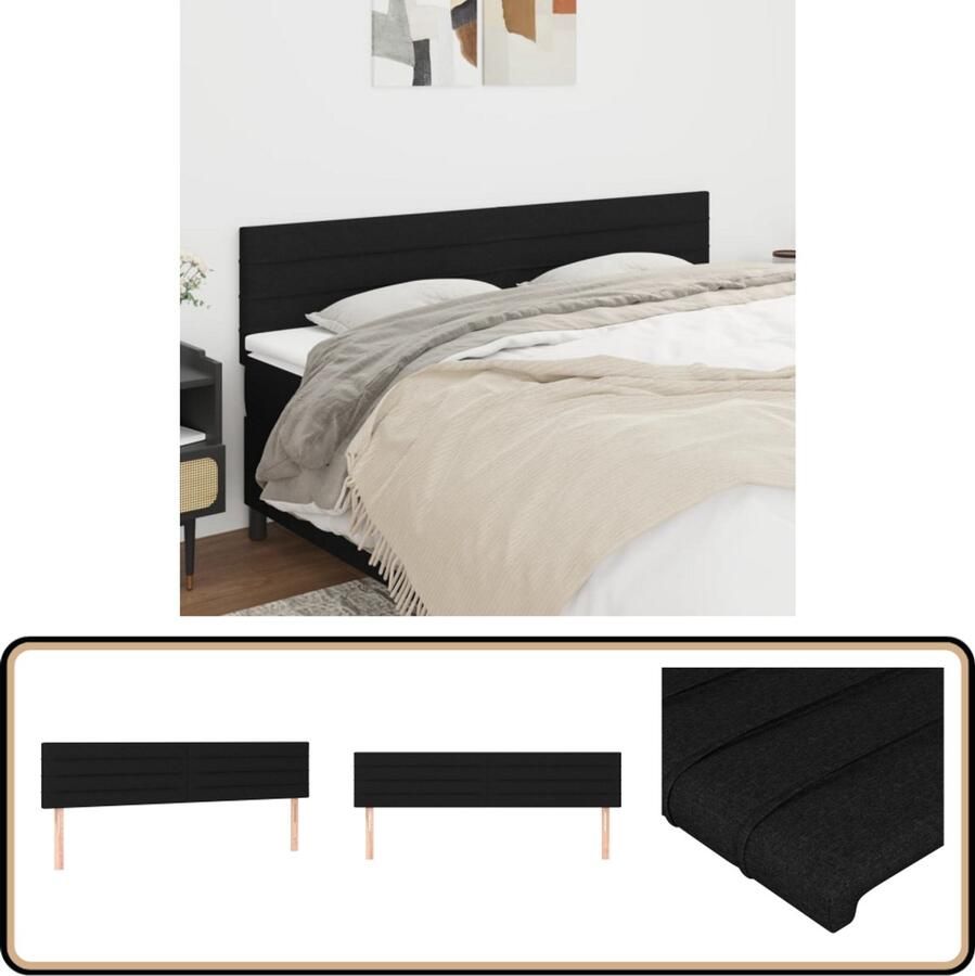 The Living Store Hoofdborden 2 st 90x5x78 88 cm stof zwart Hoofd Bord Beddecoratie Hoofdkussen Z Головная Часть Кровати