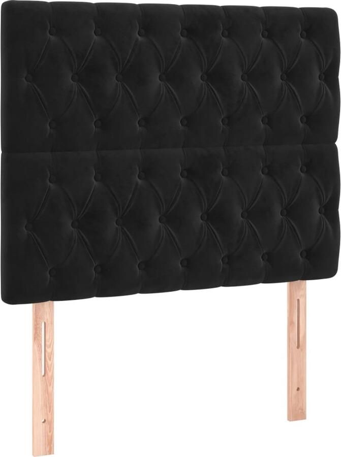 VidaXL Hoofdborden 2 stuks 90x7x78 88 cm Zwart Hoofd Bord Hoofdkussen Velvet Zwarte Kamerdecoratie Luxe Bedbank Leeshoek - Foto 2