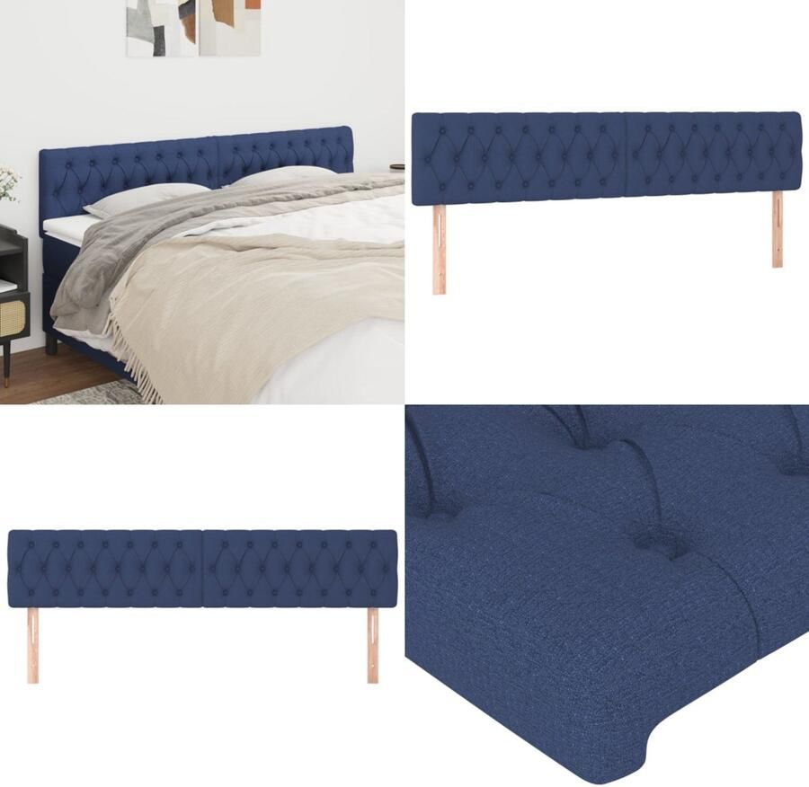 VidaXL Hoofdborden 2 st 90x7x78 88 cm stof blauw Hoofdbord Hoofdborden Hoofdeinde Houten Hoofdbord