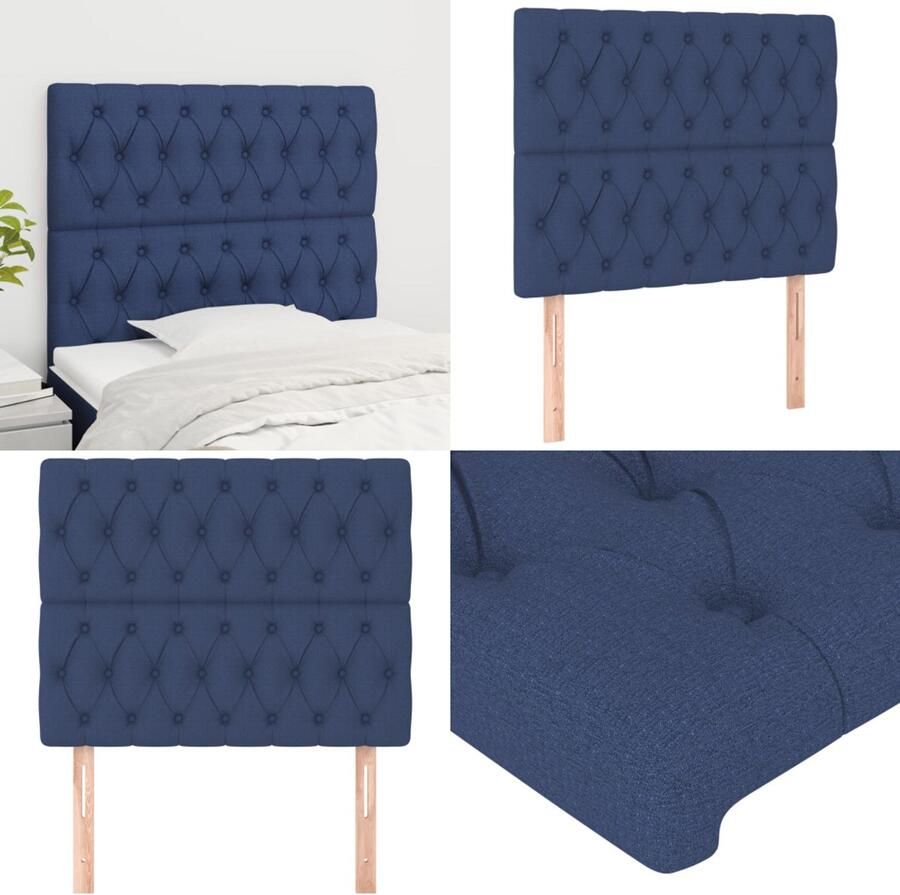 VidaXL Hoofdborden 2 st 90x7x78 88 cm stof blauw Hoofdbord Hoofdborden Hoofdeinde Houten Hoofdbord