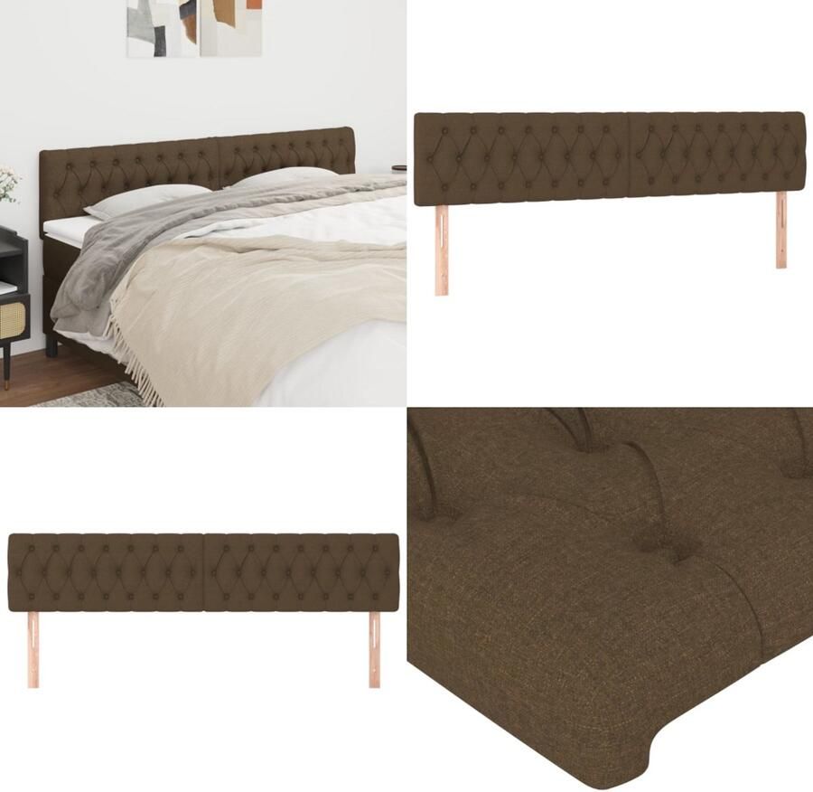 VidaXL Hoofdborden 2 st 90x7x78 88 cm stof donkerbruin Hoofdbord Hoofdborden Hoofdeinde Houten Hoofdbord