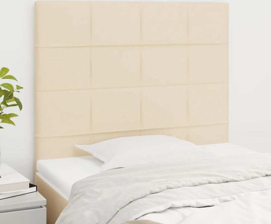 VidaXL Hoofdborden 2 stuks Stof Crèmekleurig Hoofd Bord Hoofdeinde Bedkleden Bedroom Decor Stoffen Hoofdbord Creme Kleur Luxe Bed Comfortabel Leeshoek - Foto 2