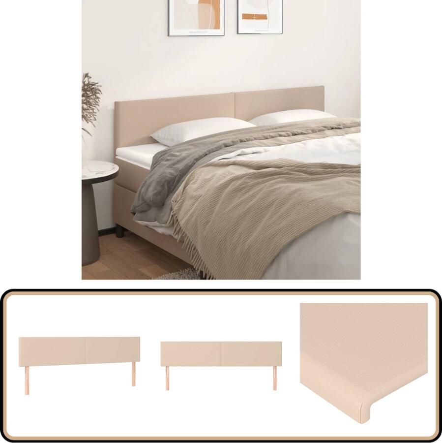 VidaXL Hoofdborden 2 stuks Kunstleer Cappuccino Hoofd Bord Kapstok Bedroom Decoratie Bruine Meubels Lederlook Art Deco Vintage Style