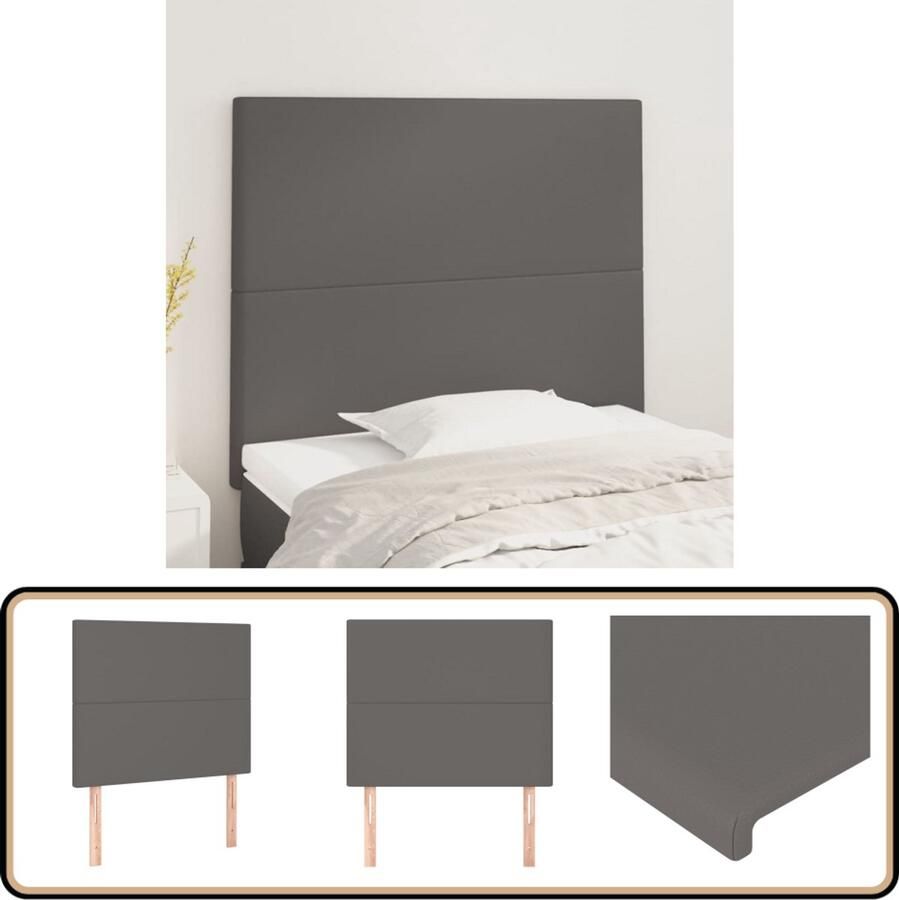 VidaXL Hoofdborden 2 st 80x5x78 88 cm kunstleer grijs