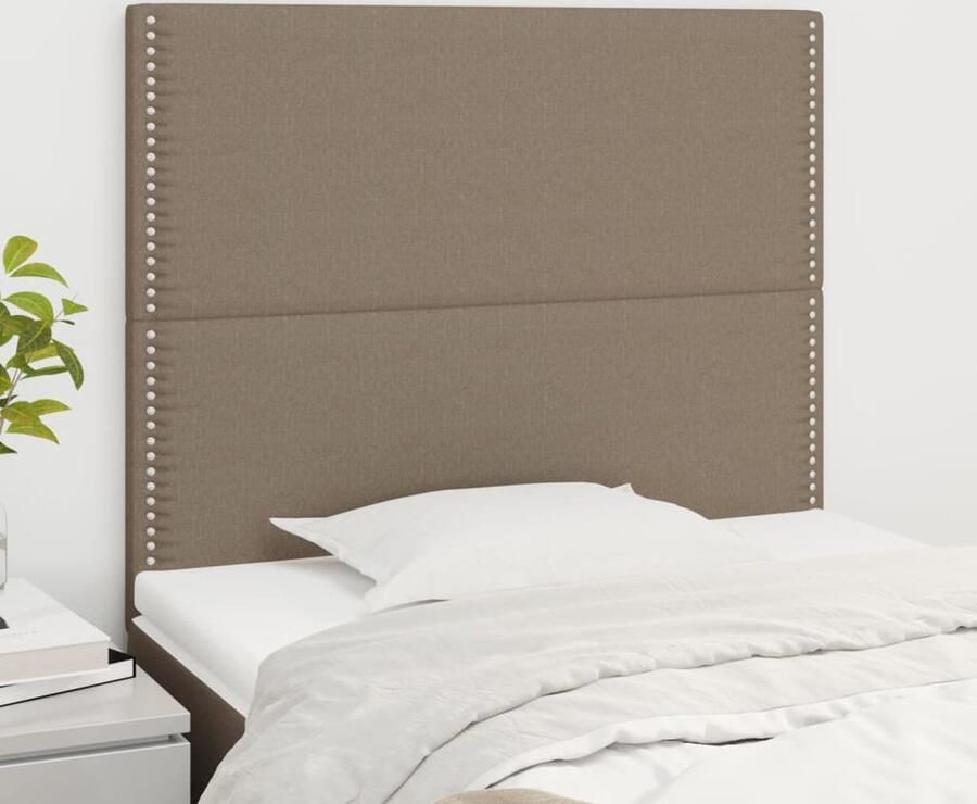 VidaXL Hoofdborden Stof Taupe 80x5x78 88 cm 2 stuks Hoofd Bord Hoofdkussen Bedding Accessoires Slaapcomfort Stoffen Hoofdbord Taupecleur Tweepersoonsbed - Foto 2
