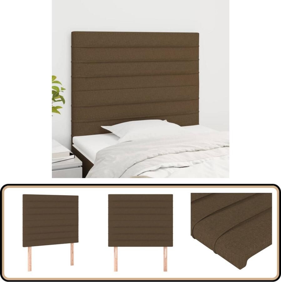 VidaXL Hoofdborden 2 stuks 100x5x78 88 cm Stof Donkerbruin Hoofd Bord Hoofdborden Beddecoratie Stoffen Hoofdbord Donkere Kleuren