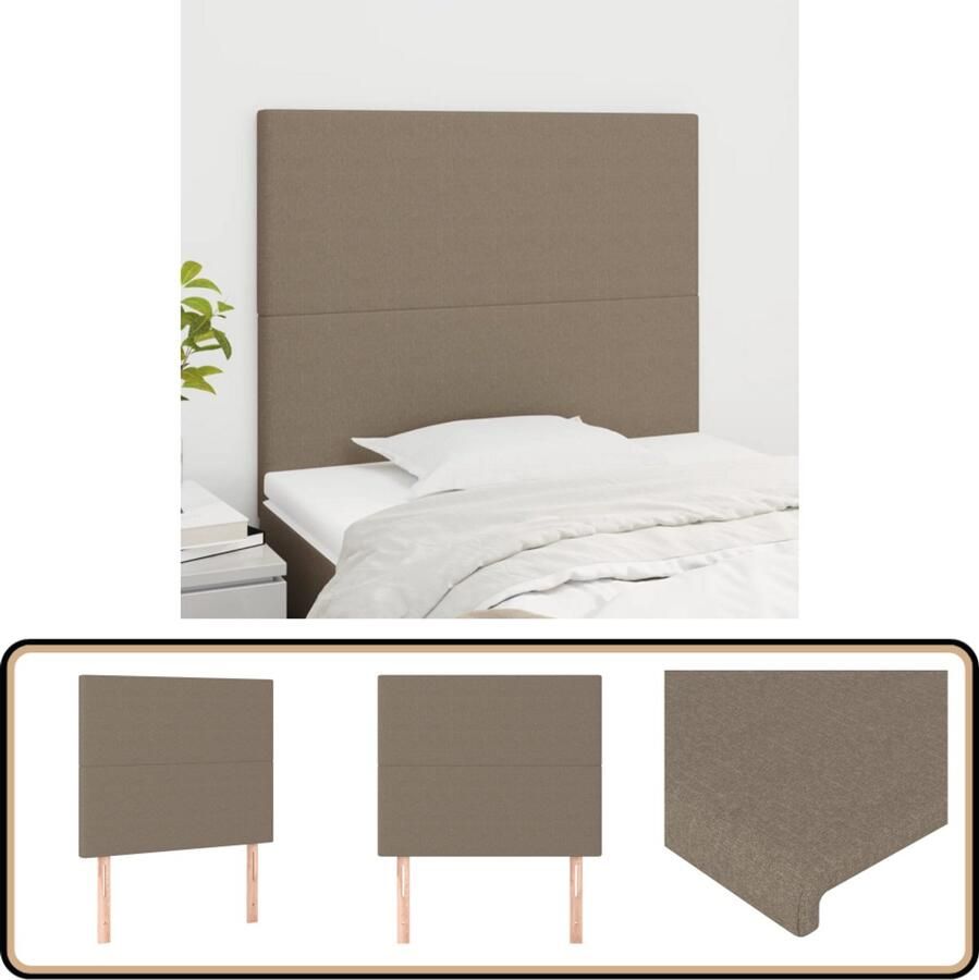 VidaXL Hoofdborden 2 stuks 100x5x78 88 cm Taupe Hoofd Bord Hoofdeinde Klassiek Hoofdbord Beddecoratie Slaap Accessoires