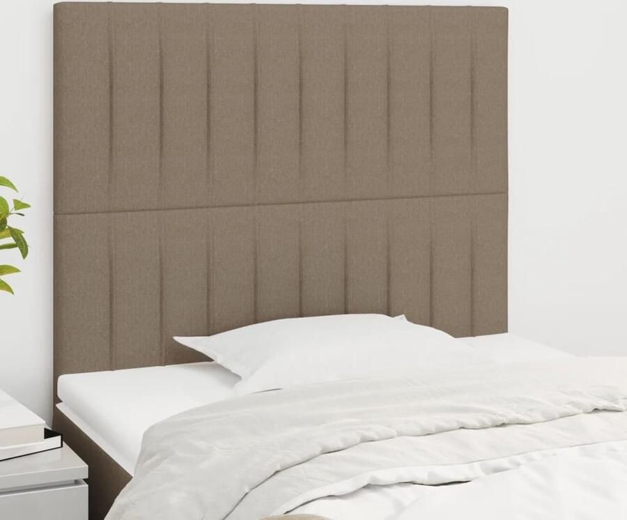 VidaXL Hoofdborden 2 stuks 100x5x78 88 cm Taupe Hoofd Bord Hoofdkussen Bedkleden Slaap Accessoires Bedroom Decor Taupecleur Stoffen Headboard - Foto 3