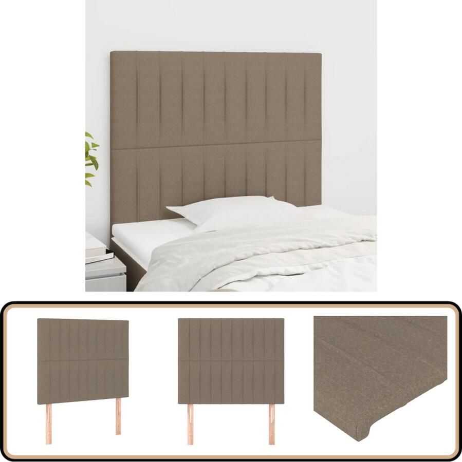 VidaXL Hoofdborden 2 stuks 100x5x78 88 cm Taupe Hoofd Bord Hoofdkussen Bedkleden Slaap Accessoires Bedroom Decor Taupecleur Stoffen Headboard
