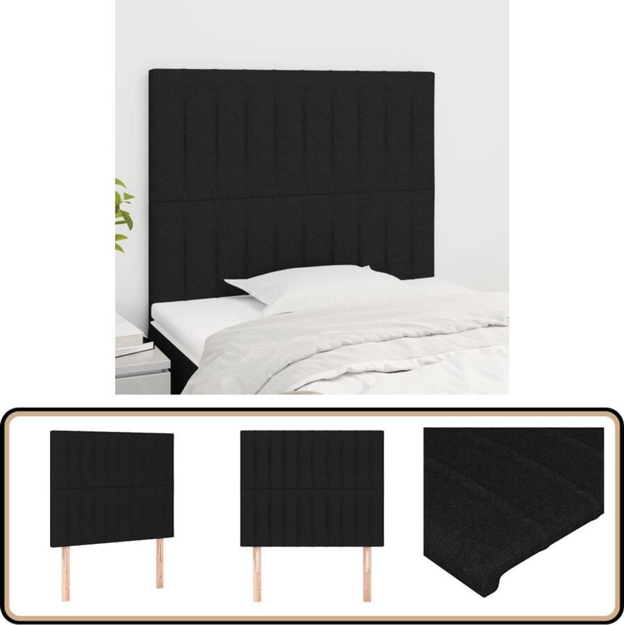 VidaXL Hoofdborden 2 stuks 100x5x78 88 cm Zwart Hoofd Bord Hoofdborden Beddecoratie Klassiek Hoofdbord Zwarte Hoofdborden