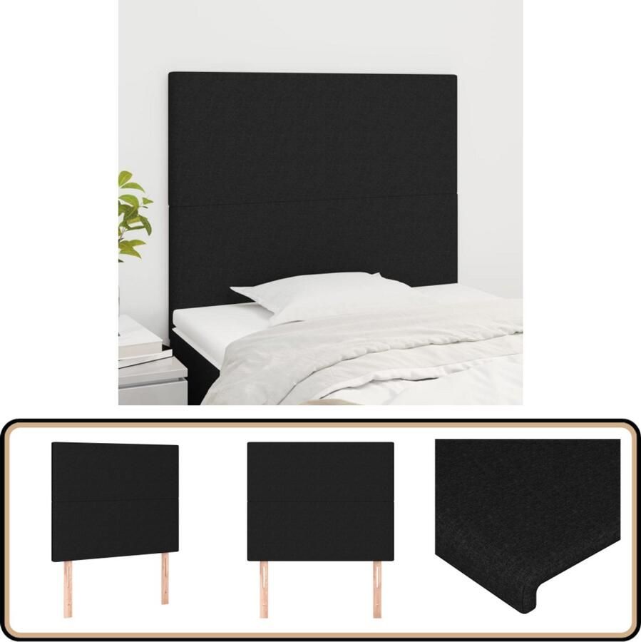 VidaXL Hoofdborden 2 stuks 100x5x78 88 cm Zwart Hoofd Bord Hoofdeinde Bedkader Slaap Accessoires Zwarte Meubels