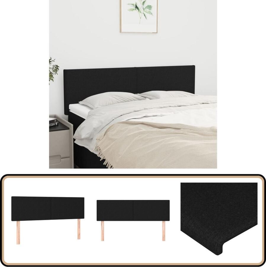 VidaXL Hoofdborden 2 stuks 72x5x78 88 cm Zwart Hoofd Bord Hoofdkussen Beddecoratie Klassiek Design Zwart
