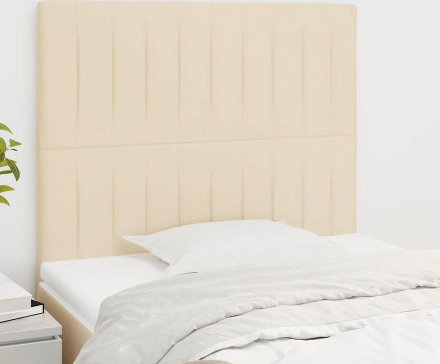 VidaXL Hoofdborden 2 stuks 80x5x78 88 cm Crème Klassieke Hoofdbord Creme Bedhoofd Stoffen Hoofdbord Adjustable Headboard Luxe Hoofdbord Bedroom Decor - Foto 2