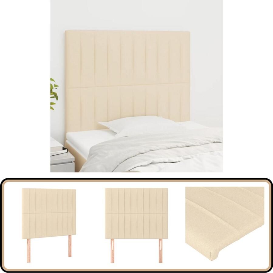 VidaXL Hoofdborden 2 stuks 80x5x78 88 cm Crème Klassieke Hoofdbord Creme Bedhoofd Stoffen Hoofdbord Adjustable Headboard Luxe Hoofdbord Bedroom Decor
