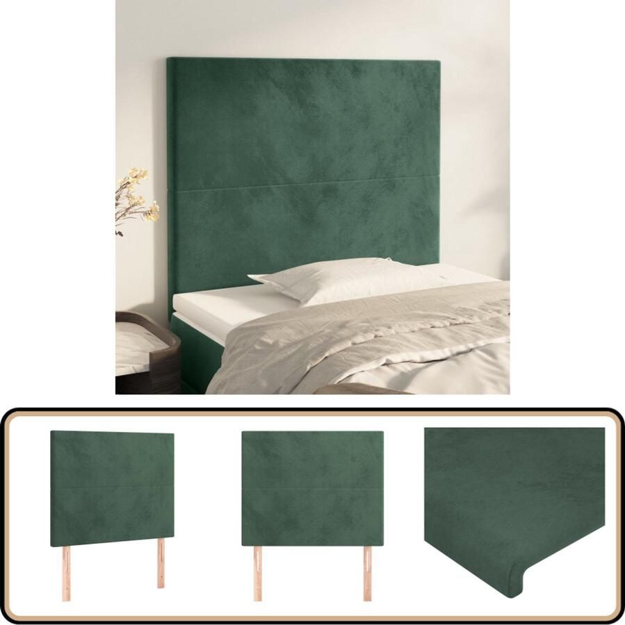 VidaXL Hoofdborden 2 stuks 80x5x78 88 cm Fluweel Hoofd Bord Hoofdkussen Velvet Donkere Kleuren Tweepersoonsbed