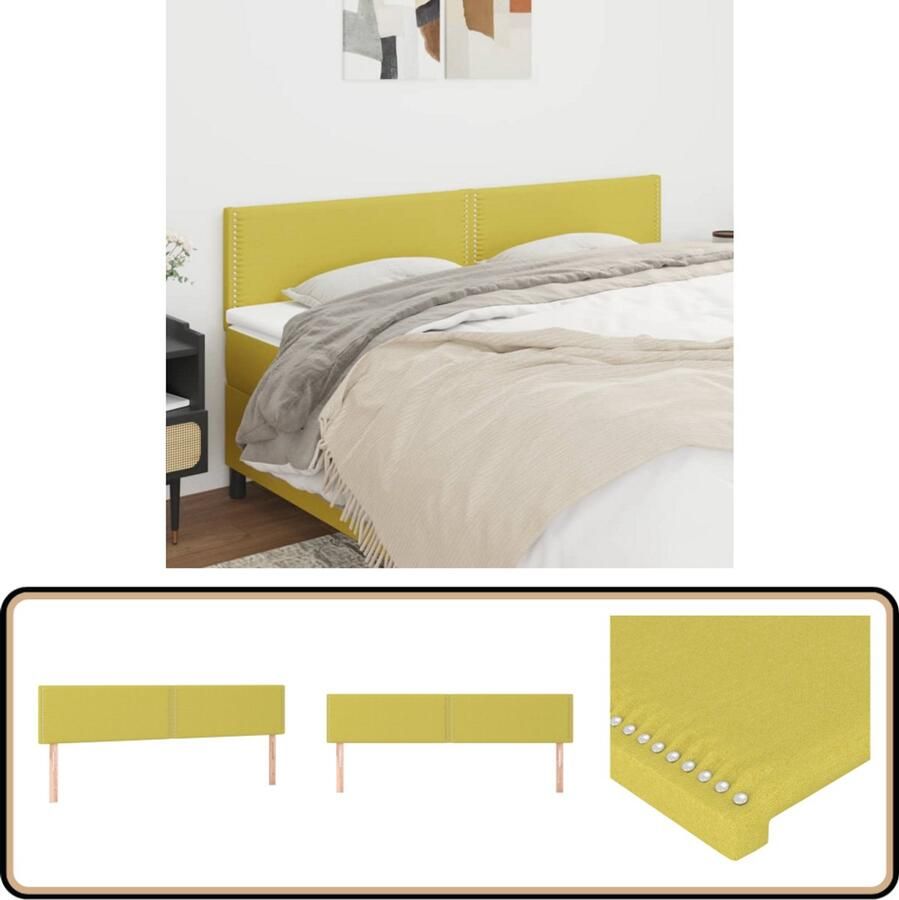 VidaXL Hoofdborden 2 stuks 80x5x78 88 cm Groen Hoofd Bord Hoofdkussen Beddecoratie Stoffen Hoofdbord Klassiek Hoofdbord Groen Hoofdbord Comfortabel Hoofdbord