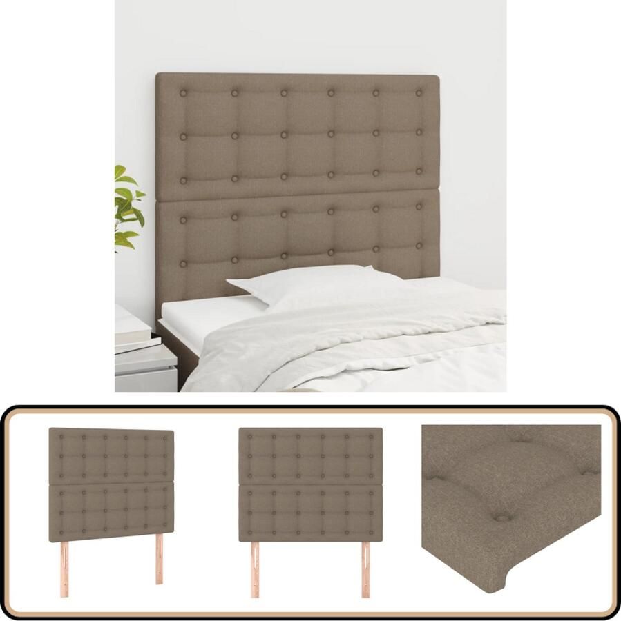 VidaXL Hoofdborden 2 stuks 80x5x78 88 cm Taupe Hoofd Bord Hoofdeinde Bed Ombouw Bed Accessoires Taupes Kleur Stoffen Hoofdbord