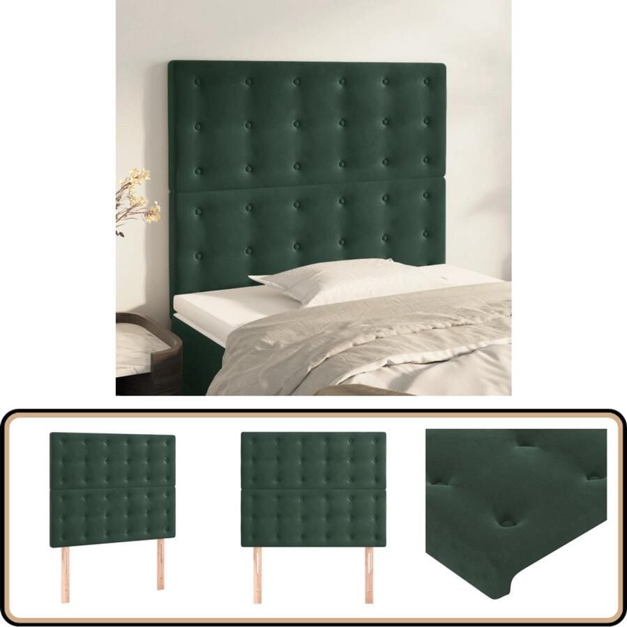 VidaXL Hoofdborden 2 stuks 90x5x78 88 cm Donkergroen Klassieke Hoofdbord Velvet Hoofdbord Bedhoofd Donkere Groene Hoofdbord Verhogen Leeshoek Maken
