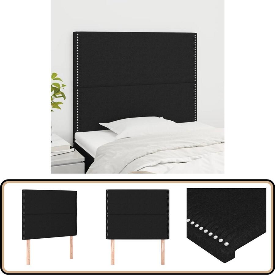 VidaXL Hoofdborden 2 stuks 90x5x78 88 cm Zwart Klassieke Hoofdbord Zwart Hoofdbord Stoffen Bedhoofd Beddecoratie