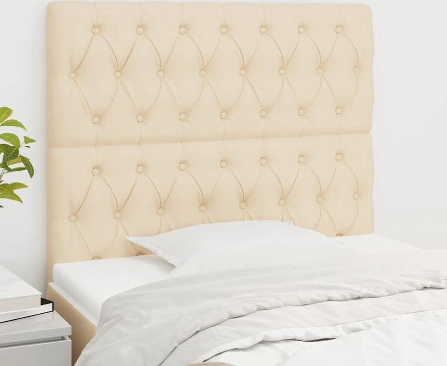 VidaXL Hoofdborden 2 stuks 90x7x78 88 cm Crème Hoofd Bord Hoofdeinde Bedkleden Bedroom Decor Stoffen Hoofdbord Creme Kleur - Foto 3