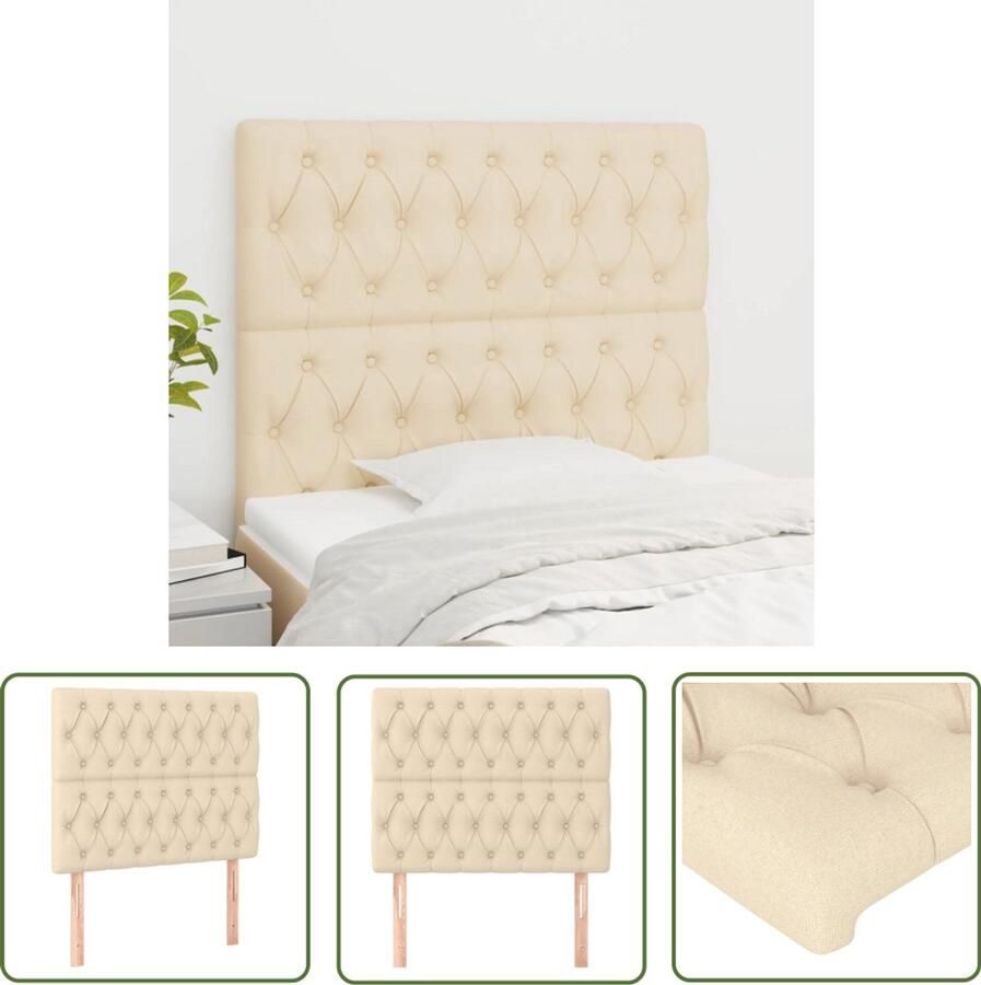 VidaXL Hoofdborden 2 stuks 90x7x78 88 cm Crème Hoofd Bord Hoofdeinde Bedkleden Bedroom Decor Stoffen Hoofdbord Creme Kleur - Foto 2