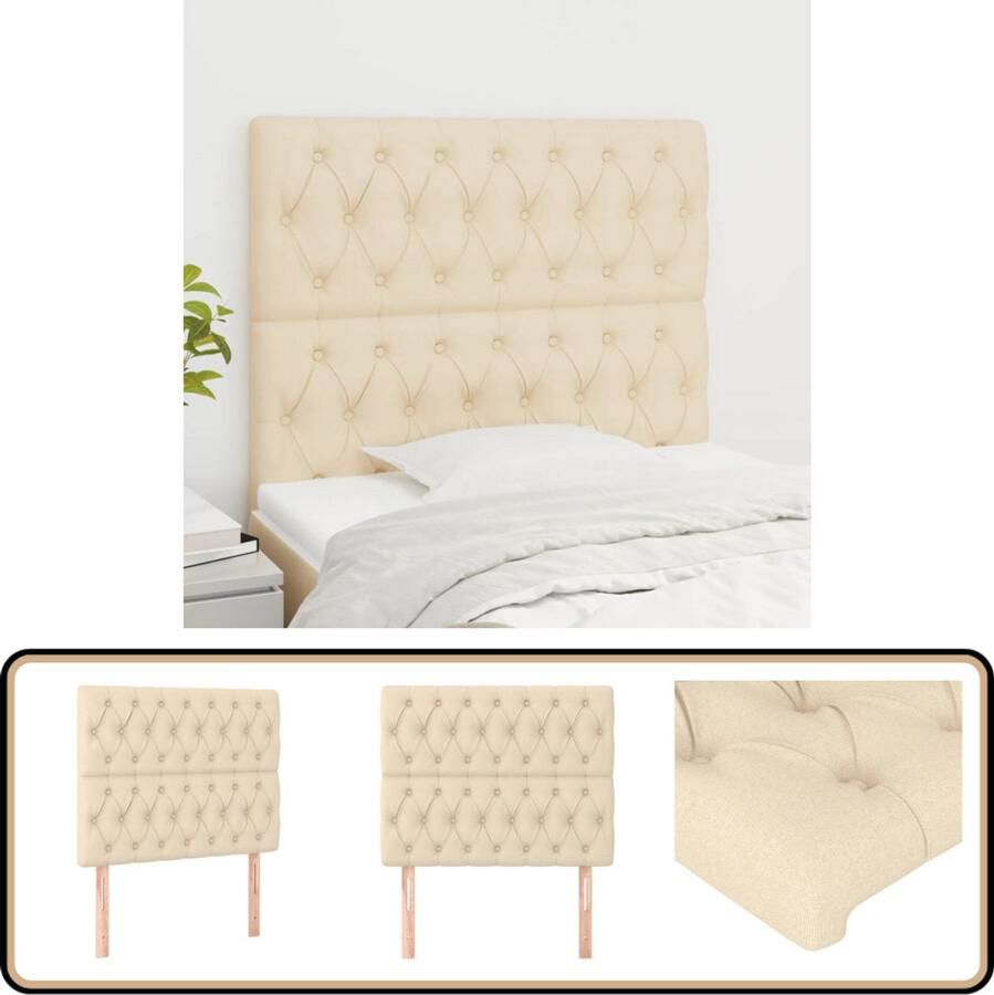 VidaXL Hoofdborden 2 stuks 90x7x78 88 cm Crème Hoofd Bord Hoofdeinde Bedkleden Bedroom Decor Stoffen Hoofdbord Creme Kleur