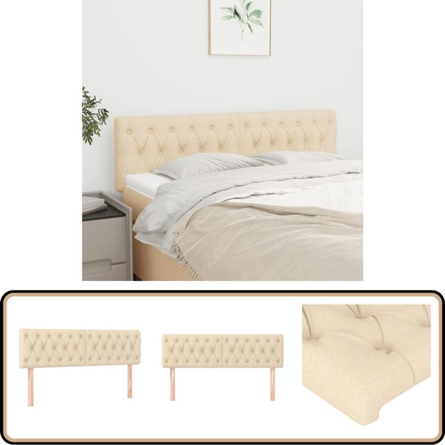 VidaXL Hoofdborden 2 stuks Crème 80x7x78 88 cm Hoofd Bord Hoofdeinde Bedkader Bedroom Decor Slaap Accessoires