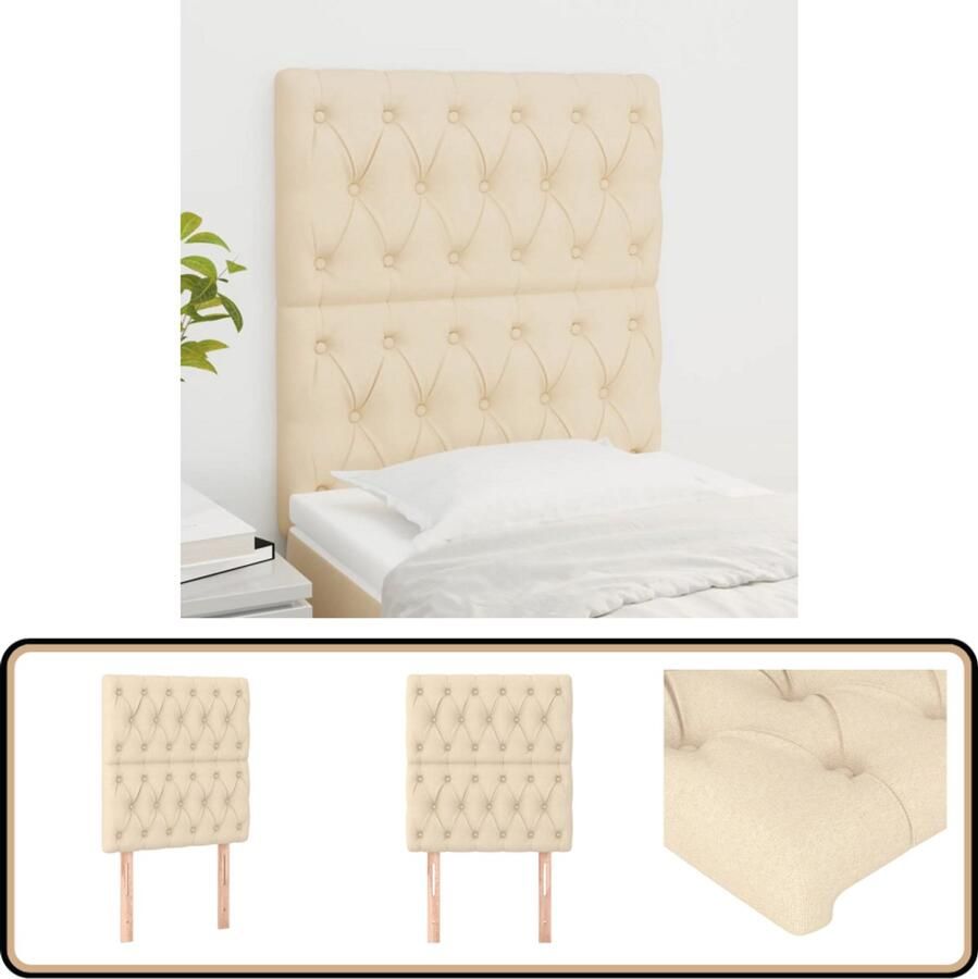 VidaXL Hoofdborden 2 stuks Crème 80x7x78 88 cm Hoofd Bord Hoofdkussen Bedding Accessoires Bedroom Decor Stoffen Hoofdbord