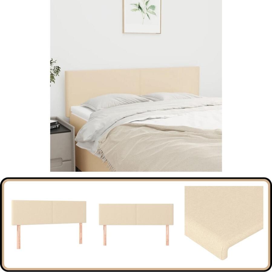 VidaXL Hoofdborden 2 stuks Crèmekleurig 72x78 cm Hoofd Bord Hoofdkussen Beddecoratie Klassiek Interieur Creme Kleur