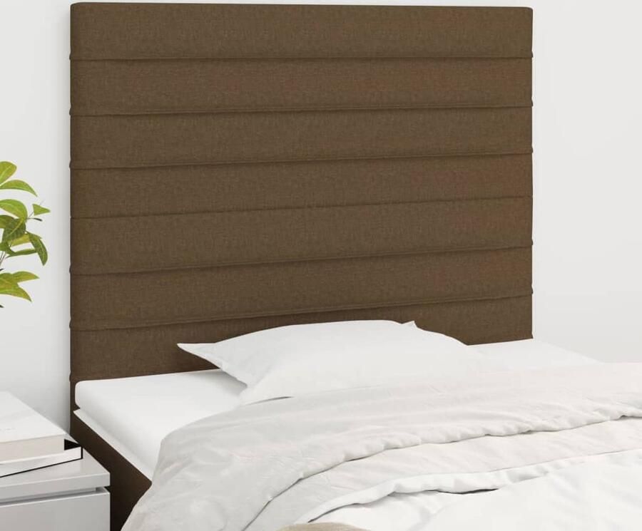 VidaXL Hoofdborden 2 stuks Donkerbruin 80x5x78 88 cm Hoofd Bord Hoofdeinde Beddengoed Slaap Accessoires Kamer Decoratie Donkere Meubels Bruine Meubels Stoffen Hoofdenbord - Foto 2