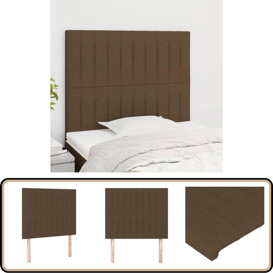 VidaXL Hoofdborden 2 stuks Donkerbruin 90x88 cm Hoofd Bord Hoofdkussen Bed Accessoires Klassiek Hoofdbord Bruine Hoofdborden