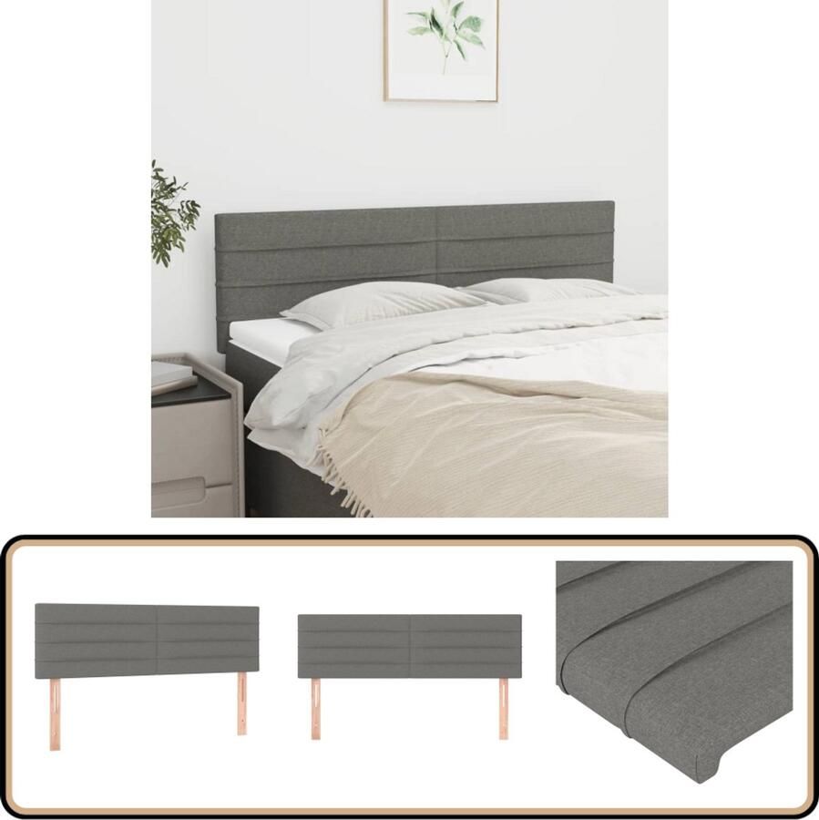 VidaXL Hoofdborden 2 stuks Donkergrijs 72x5x78 88 cm Hoofd Bord Hoofdborden Bedding Slaap Accessoires Donkere Kleuren