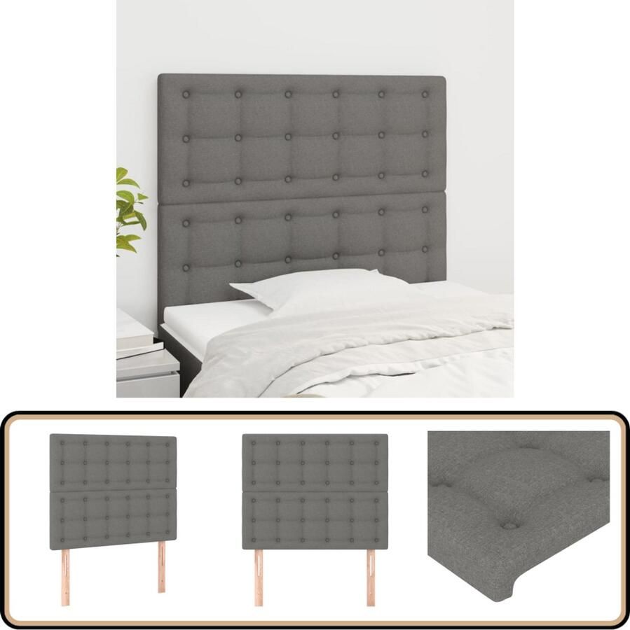 VidaXL Hoofdborden 2 stuks Donkergrijs 90x5x78 88 cm Hoofd Bord Hoofdeinde Bed Accessoires Bedroom Decor Donkere Kleuren