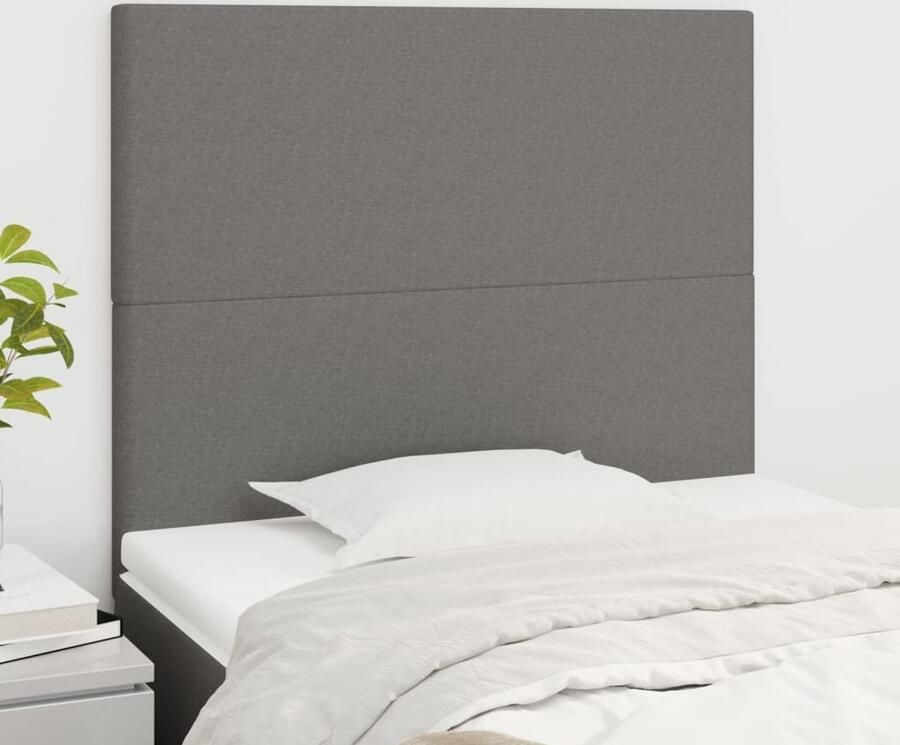 VidaXL Hoofdborden 2 stuks Donkergrijs 90x5x78 88 cm Hoofd Bord Hoofdeinde Bed Accessoires Stoffen Hoofdbord Grijs Hoofdbord Tweepersoons Hoofdbord - Foto 2