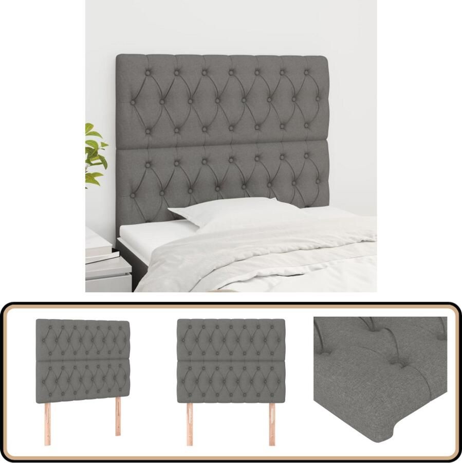 VidaXL Hoofdborden 2 Stuks Donkergrijs 90x7x78 88 cm Hoofd Bord Hoofdborden Beddecoratie Klassiek Hoofdbord Grijs Hoofdbord