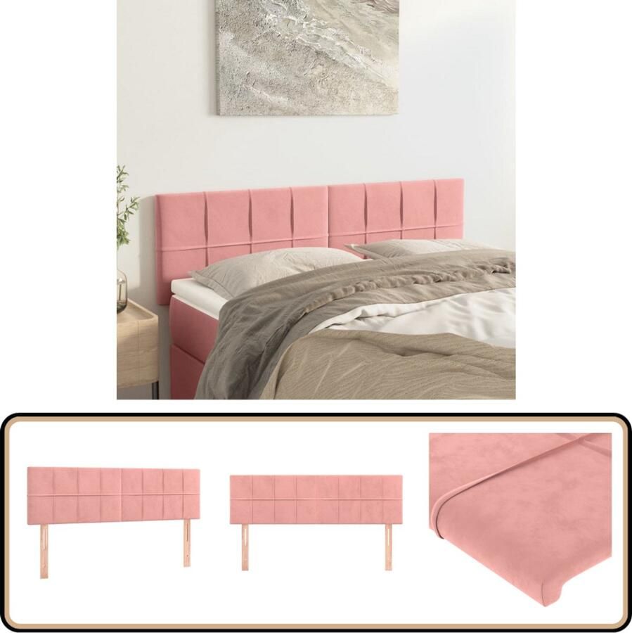 VidaXL Hoofdborden 2 stuks Fluweel 72x5x78 88 cm Roze Klassieke Hoofdbord Hoofd Bord Velvet Hoofdbord Roze Hoofdbord Adjustable Hoofdbord Ergonomische Hoofdbord Luxe Hoofdbord Bedroom Decor