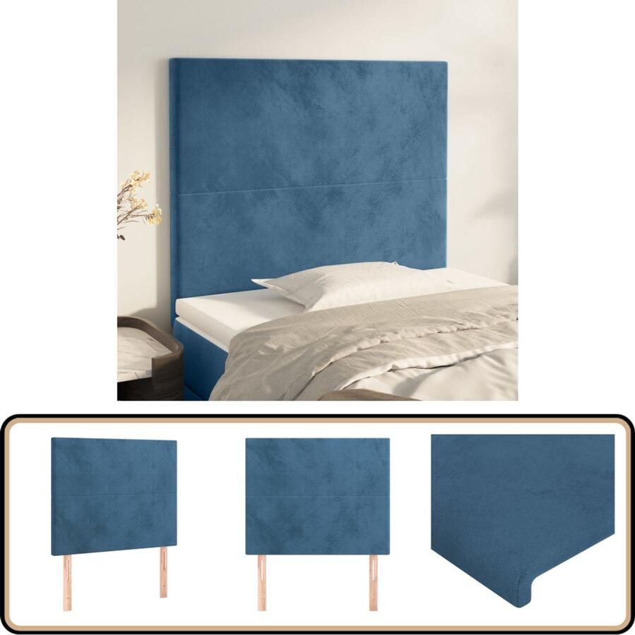 VidaXL Hoofdborden 2 stuks Fluweel Donkerblauw Hoofd Bord Bedhoofdbord Hoofdeinde Velvet Blauw