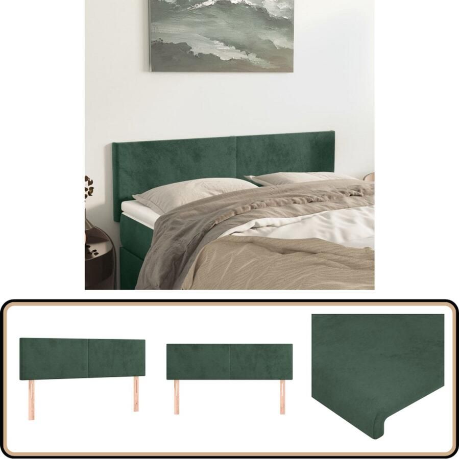 VidaXL Hoofdborden 2 stuks Fluweel Donkergroen Klassieke Hoofdbord Velvet Hoofdbord Hoofdbed Donkere Groene Hoofdbord