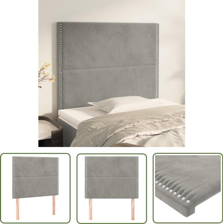 VidaXL Hoofdborden 2 stuks Fluweel Lichtgrijs Hoofd Bord Hoofdkussen Bed Accessoires Velvet Grijs Luxe